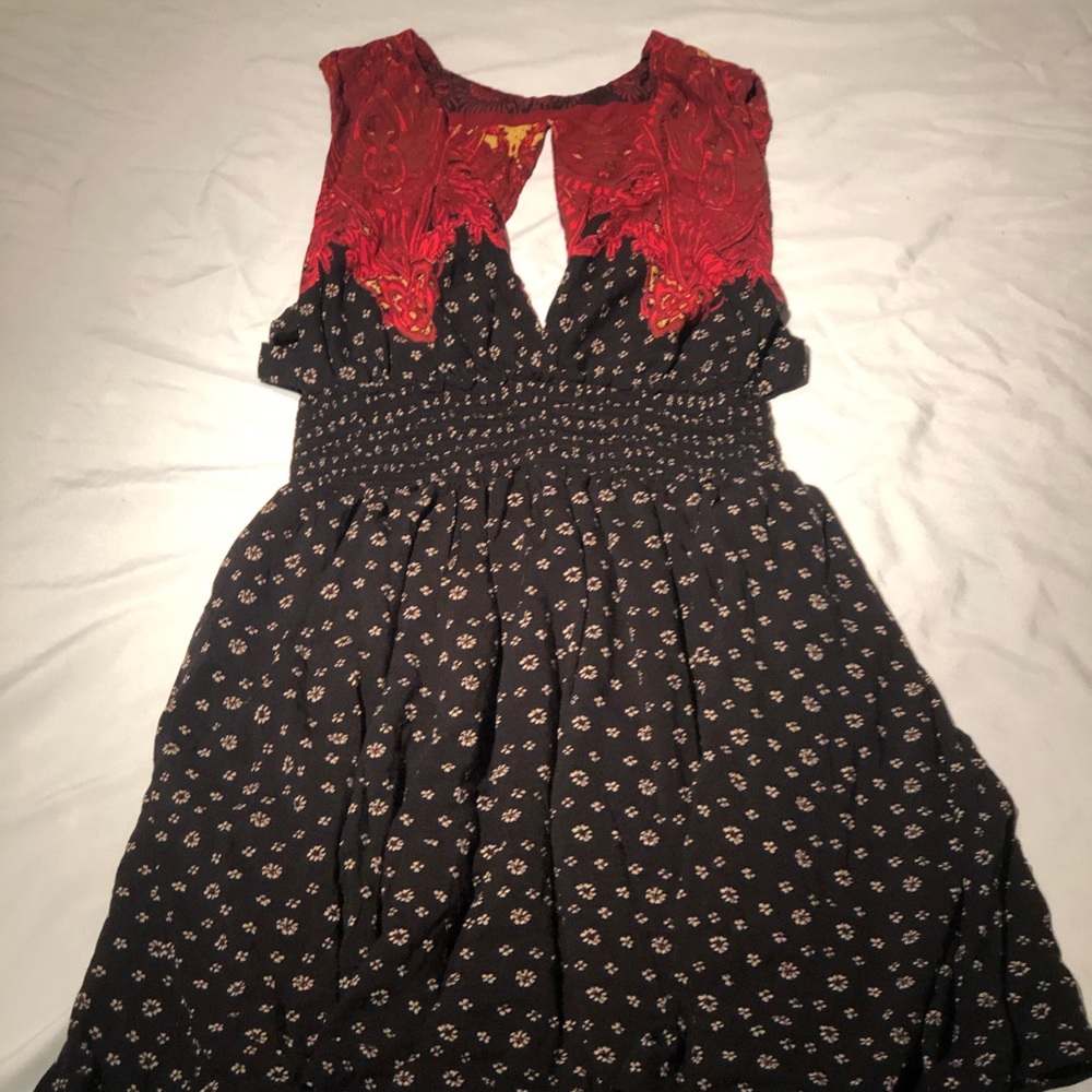 Free People black/red bohemian dress